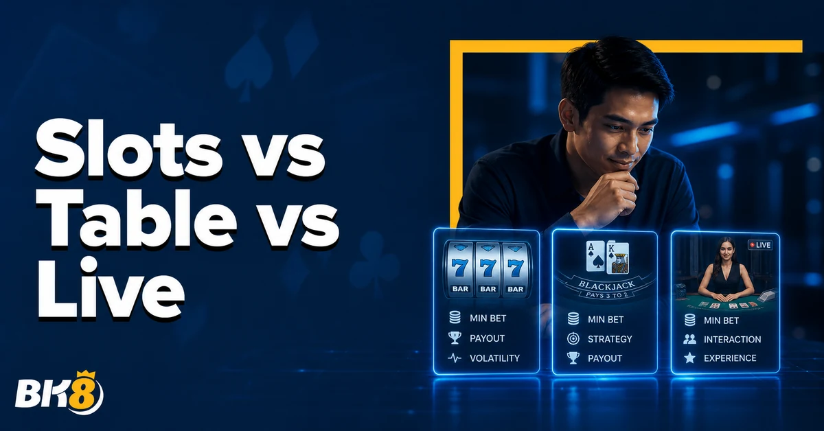 BK8 Casino Philippines: Slots vs Table Games vs Live Casino Explained featured image
